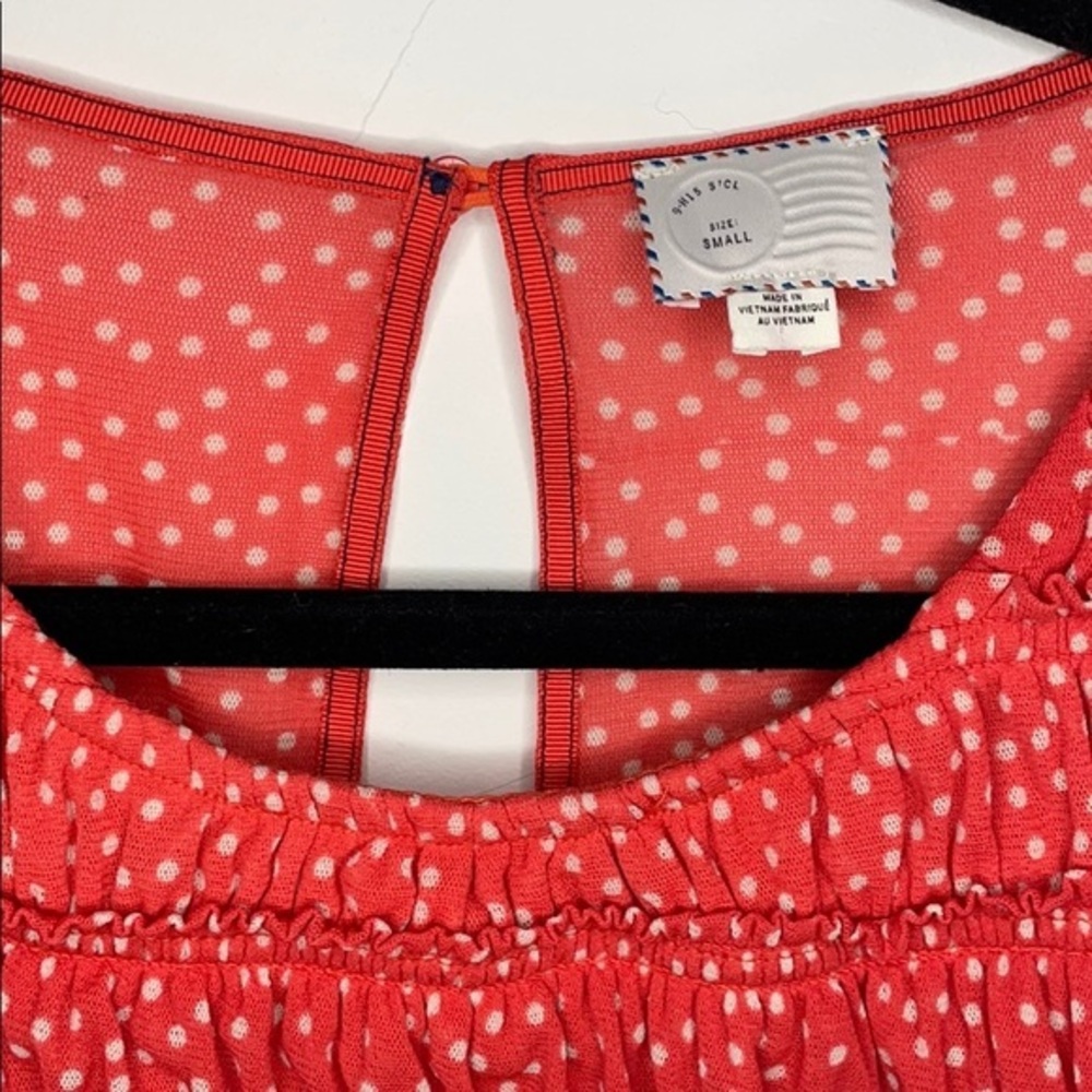 Anthropologie Postmark Coral Polka Dot Dress - Picture 6 of 10